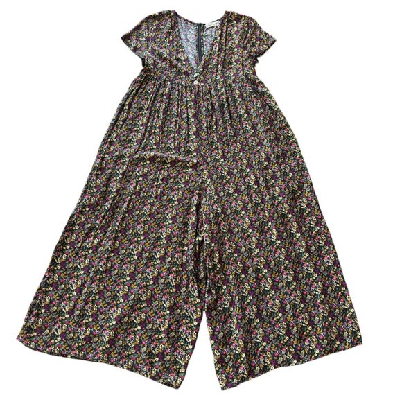 Natural Life Boho Chic Black Floral Ditsy Micro Floral Jumpsuit Romper - Picture 1 of 6